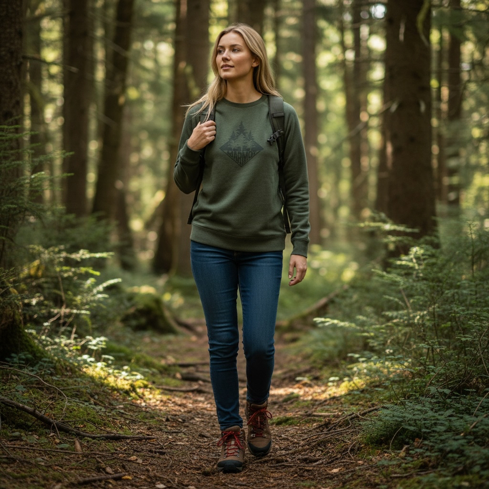 Marmot Forest Graphic Crewneck Sweatshirt, S, Outdoor, Moss Green